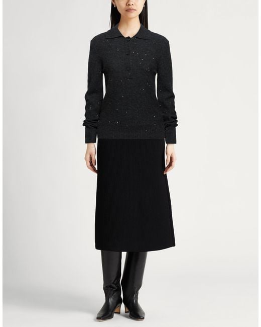Fabiana Filippi Black Charcoal Sweater Virgin Wool, Silk, Cashmere, Alpaca Wool, Polyester