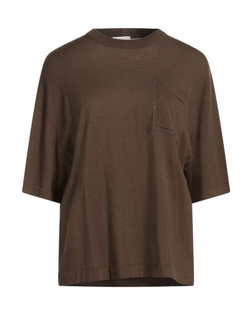Brunello Cucinelli Brown Sweater Virgin Wool, Cashmere, Brass