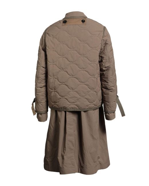 Sacai Brown Khaki Overcoat & Trench Coat Polyester for men