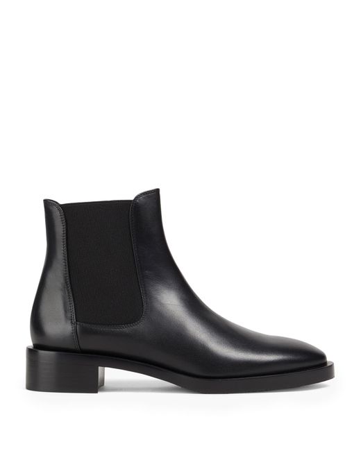 Stuart Weitzman Black Ankle Boots Calfskin, Textile Fibers