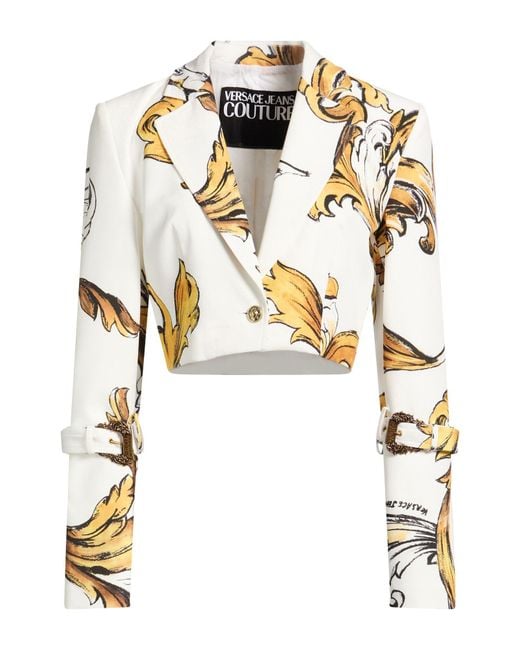 Versace Jeans Couture White Blazer Polyester, Elastane