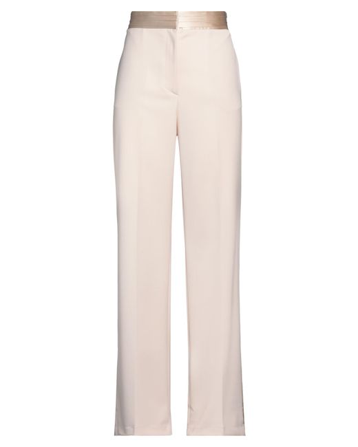 Semicouture White Cream Pants Polyester, Virgin Wool, Elastane