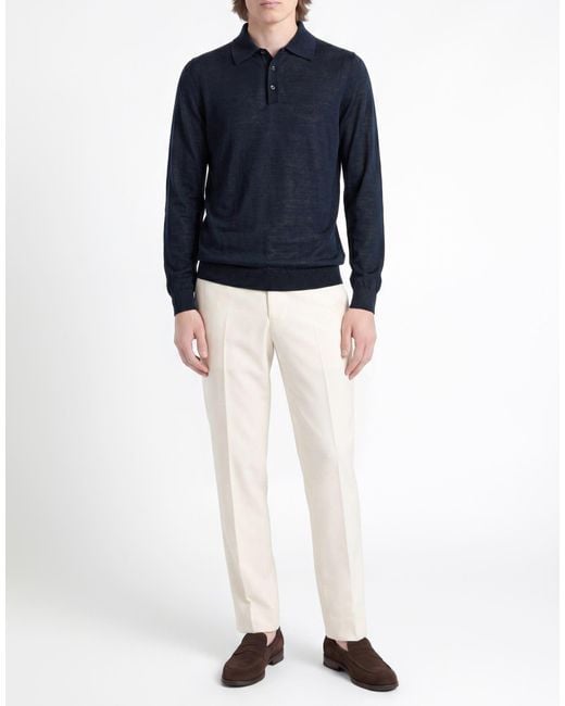 Roberto Collina Blue Polo Shirt Merino Wool for men