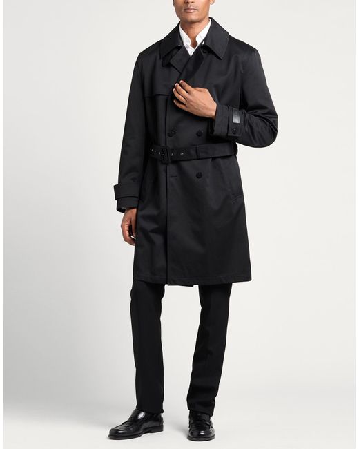 Versace Black Overcoat & Trench Coat Cotton for men