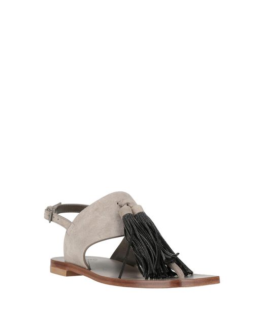 Brunello Cucinelli Gray Thong Sandal Leather
