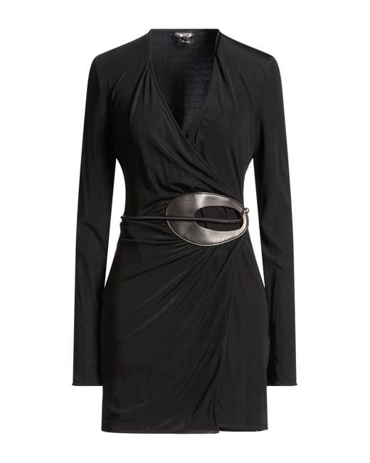Tom Ford Black Mini Dress Viscose, Polyamide, Elastane, Lambskin