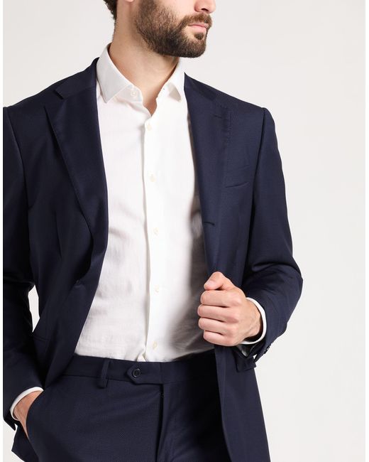 Luigi Bianchi Blue Midnight Suit Virgin Wool, Elastane for men