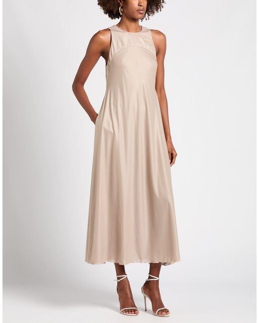 Pierantonio Gaspari Natural Sand Maxi Dress Polyester