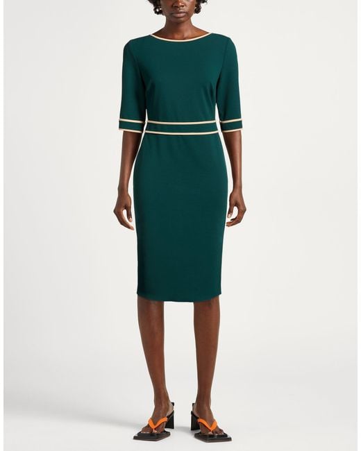 Rinascimento Green Midi Dress Polyester, Elastane