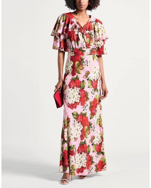 Dolce & Gabbana Red Maxi Dress Silk, Elastane