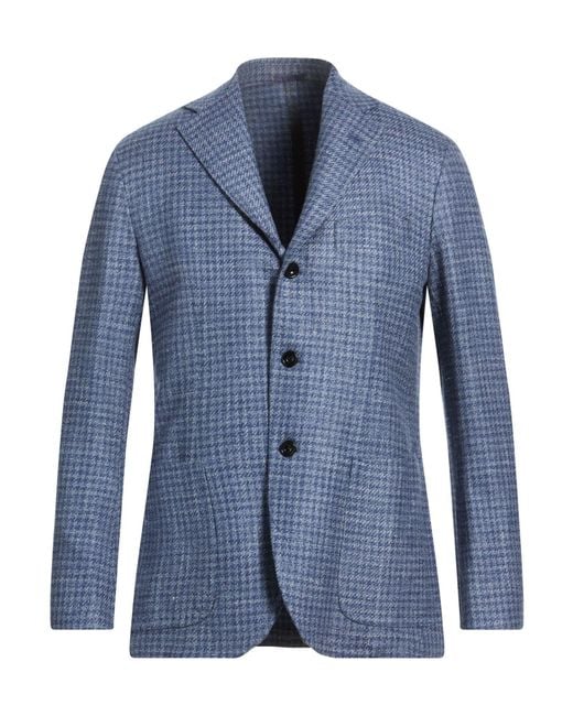 Sartorio Napoli Blue Blazer Wool, Silk, Linen, Elastane for men