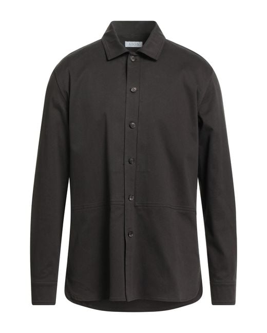 Aion Black Shirt Cotton, Elastane for men
