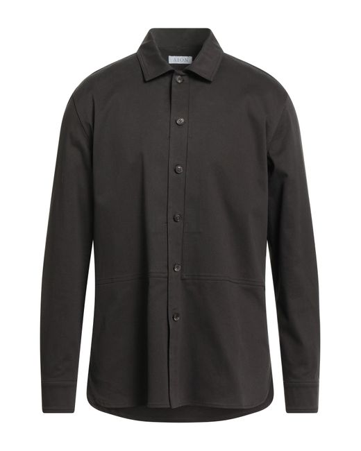 Aion Black Shirt Cotton, Elastane for men