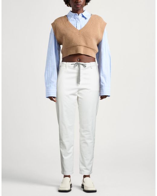 Eleventy White Pants Cotton, Elastane