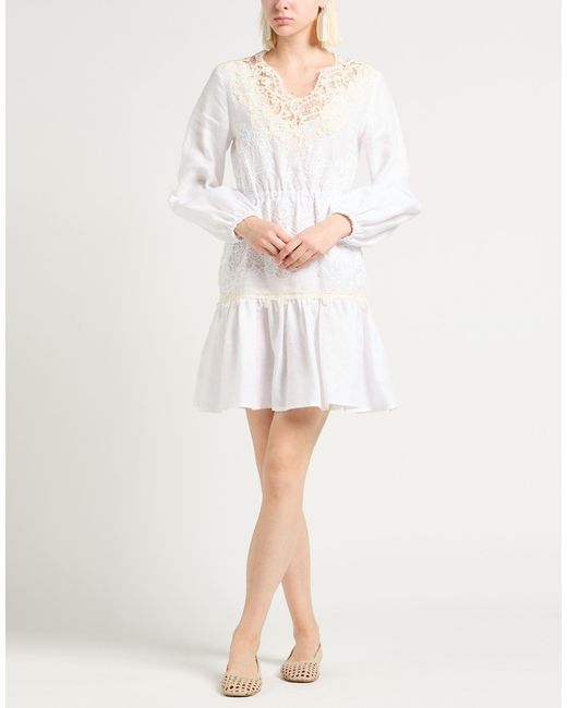 Ermanno Scervino White Life Mini Dress Cotton, Linen, Polyester