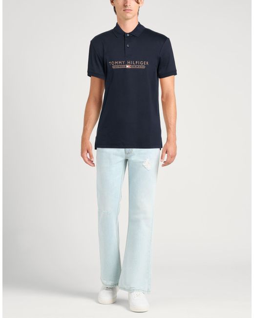 Tommy Hilfiger Blue Midnight Polo Shirt Cotton, Elastolefin for men