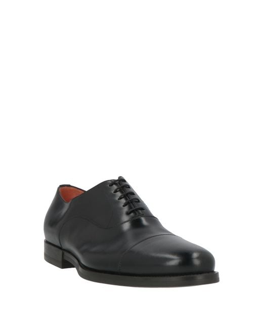 Santoni Black Lace-Up Shoes Leather for men