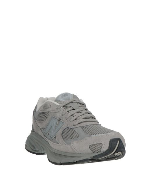 New Balance Gray Sneakers Leather, Textile Fibers for men