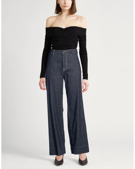 ToneT Blue Pants Cotton, Linen, Elastane