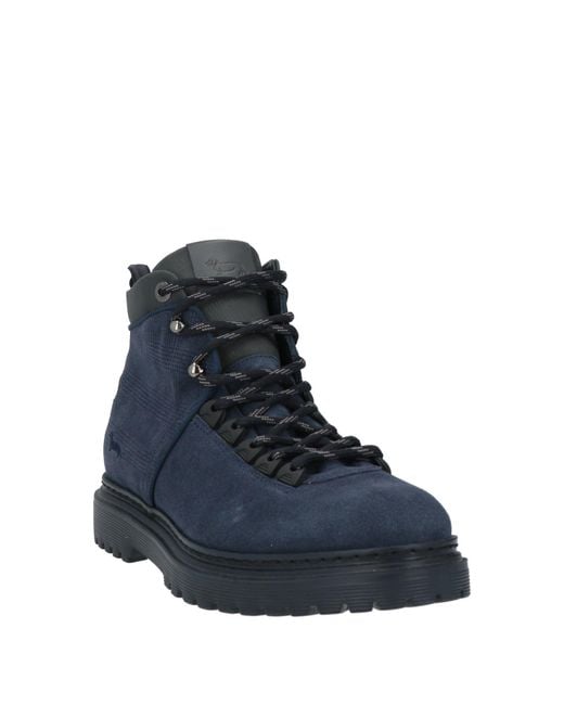 Harmont & Blaine Blue Ankle Boots Leather, Textile Fibers for men
