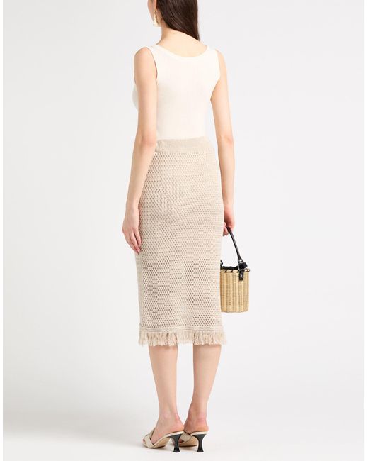 Peserico White Midi Skirt Linen, Cotton