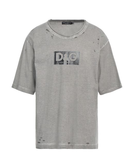 Dolce & Gabbana Gray Melange Cotton Oversize T-Shirt for men