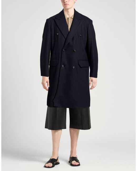 Paolo Pecora Blue Midnight Coat Wool, Polyester, Polyamide, Cashmere for men