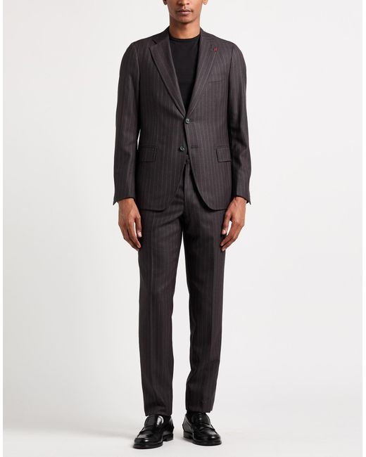 Isaia Black Charcoal Suit Wool for men