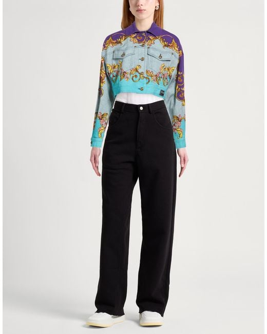 Versace Jeans Couture Blue Denim Outerwear