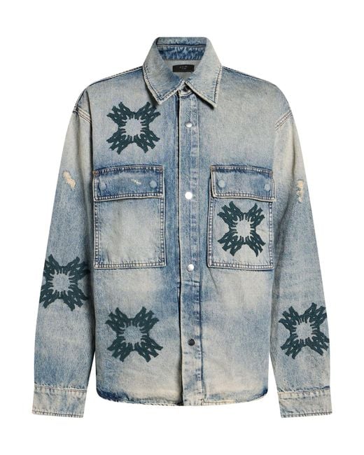 Amiri Blue Denim Shirt Cotton, Polyester for men