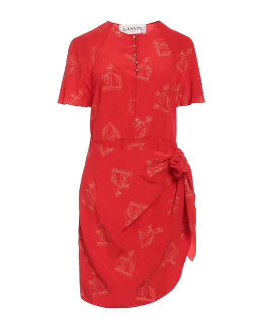 Lanvin Red Mini Dress Silk