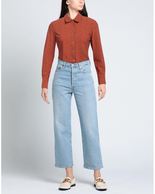 Camicettasnob Red Brick Shirt Polyamide, Elastane