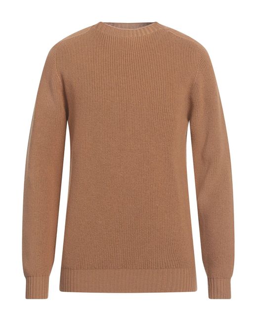 Amaranto Brown Camel Sweater Wool for men