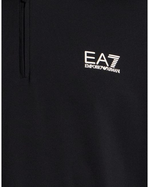 EA7 Blue Polo Shirt Polyamide, Elastane for men