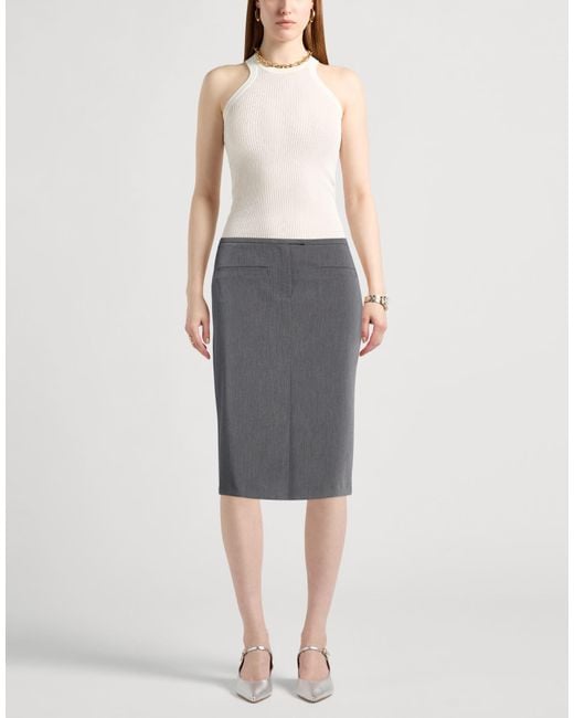 Patrizia Pepe Gray Midi Skirt Polyester, Viscose, Elastane
