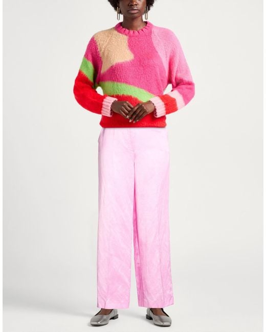 Pinko Pink Pants Viscose, Linen, Cotton
