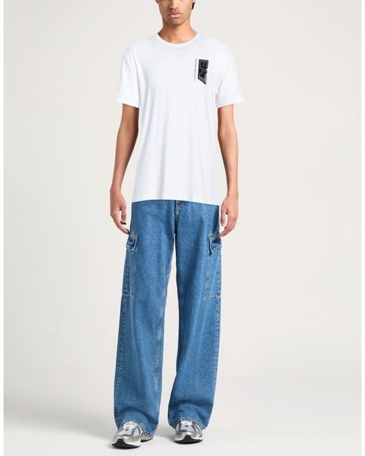 EA7 White T-Shirt Cotton, Elastane for men