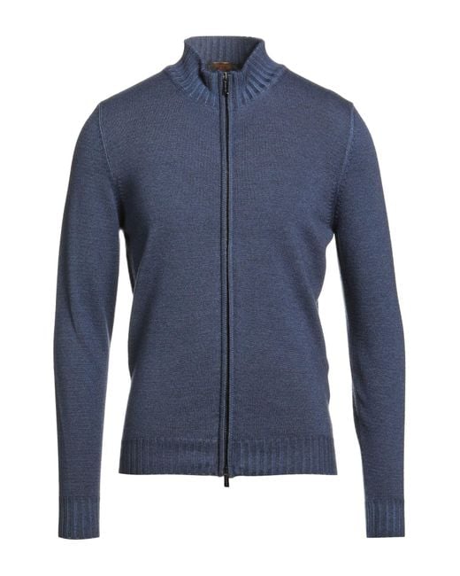 Moorer Blue Midnight Cardigan Virgin Wool for men