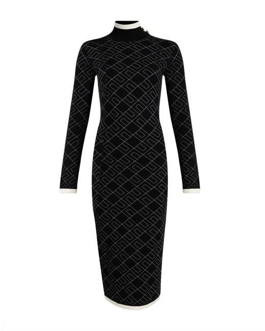Elisabetta Franchi Black Midi Dress Viscose, Polyester