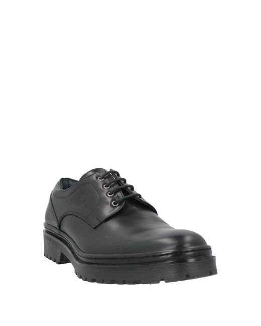 Pollini Gray Lace-Up Shoes Calfskin for men