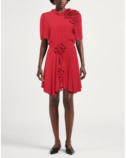 Pinko Red Mini Dress Acetate, Silk