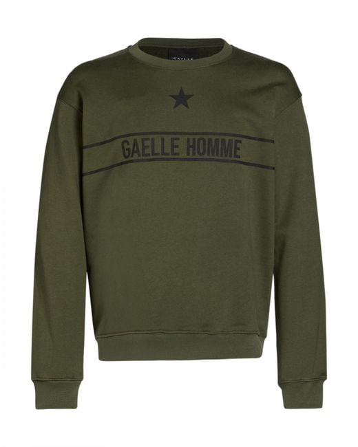 Gaelle Paris Green Sweatshirt Cotton, Elastane for men