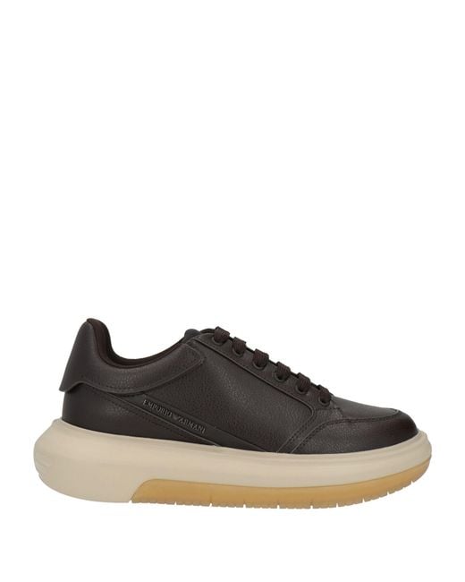 Emporio Armani Black Sneakers Leather, Synthetic Material for men