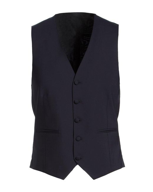 Tonello Blue Tailored Vest Virgin Wool, Elastane for men
