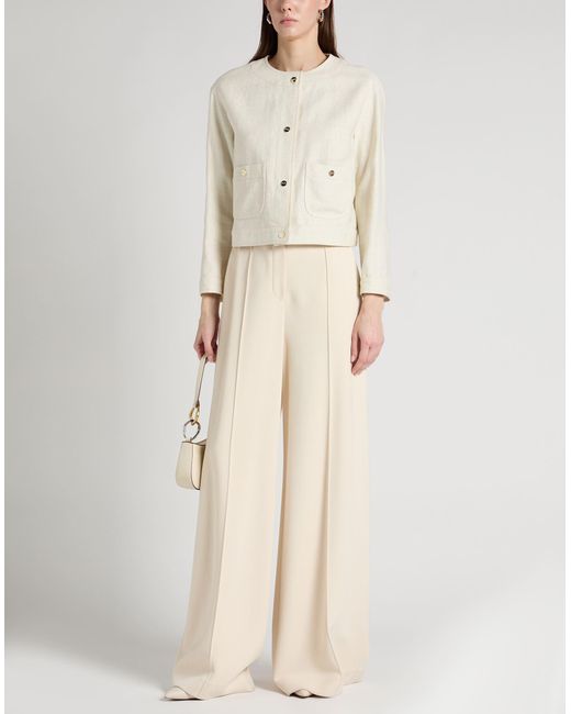 Herno White Ivory Jacket Linen, Silk, Polyester