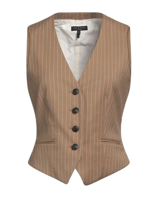 Rag & Bone Brown Tailored Vest Polyester, Virgin Wool, Viscose, Elastane
