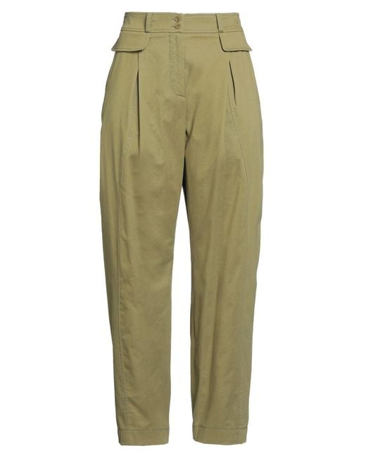 Alberta Ferretti Green Military Pants Cotton, Elastane