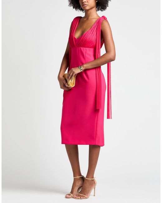 Clips Pink Midi Dress Polyester, Elastane