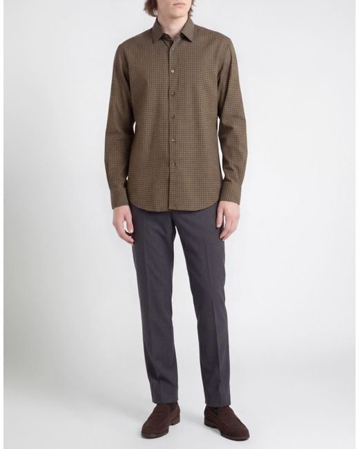 Canali Brown Shirt Cotton, Lyocell for men