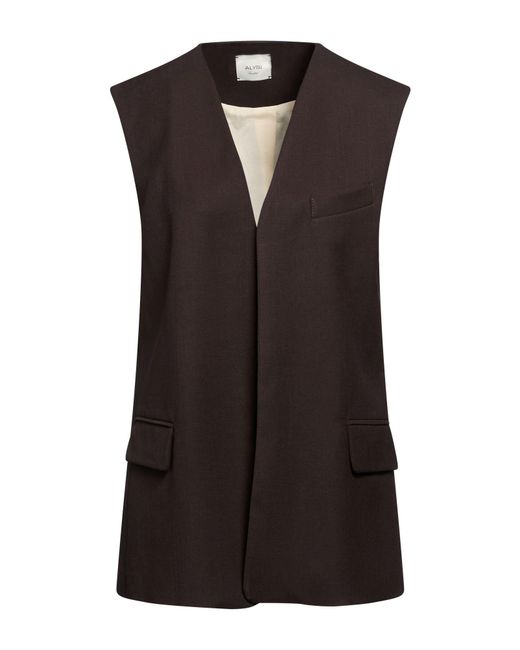 Alysi Black Chocolat Tailored Vest Polyester, Virgin Wool